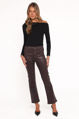 Kalindi Coated Cropped Bootcut Jean - Espresso