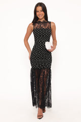 Jubilee Maxi Dress - Black Polka Dot