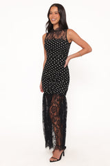 Jubilee Maxi Dress - Black Polka Dot