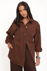 Toto Denim Shacket - Chocolate Brown