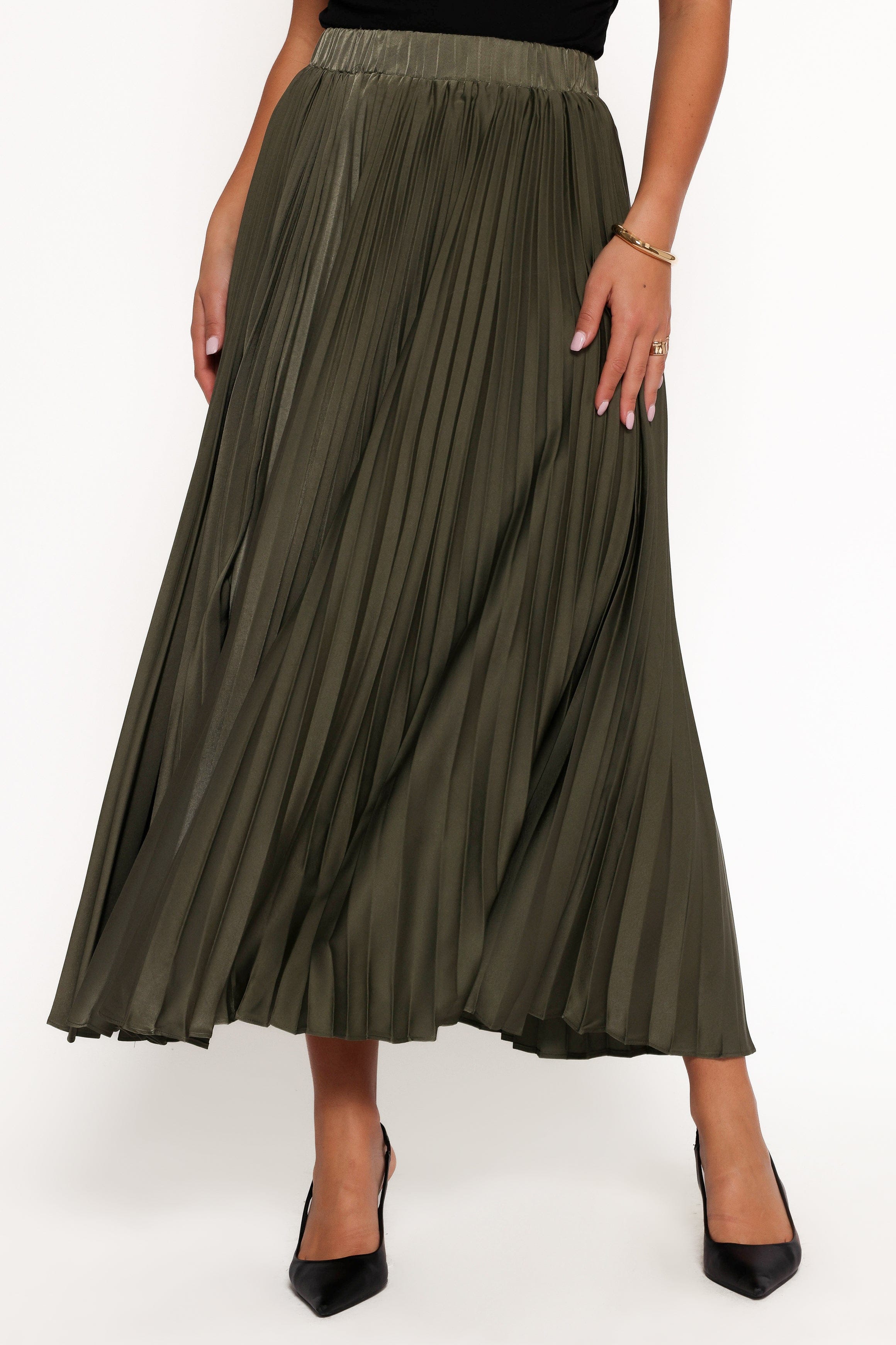 Polina Pleated Maxi Skirt - Olive