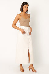 Rana Denim Midi Skirt - White