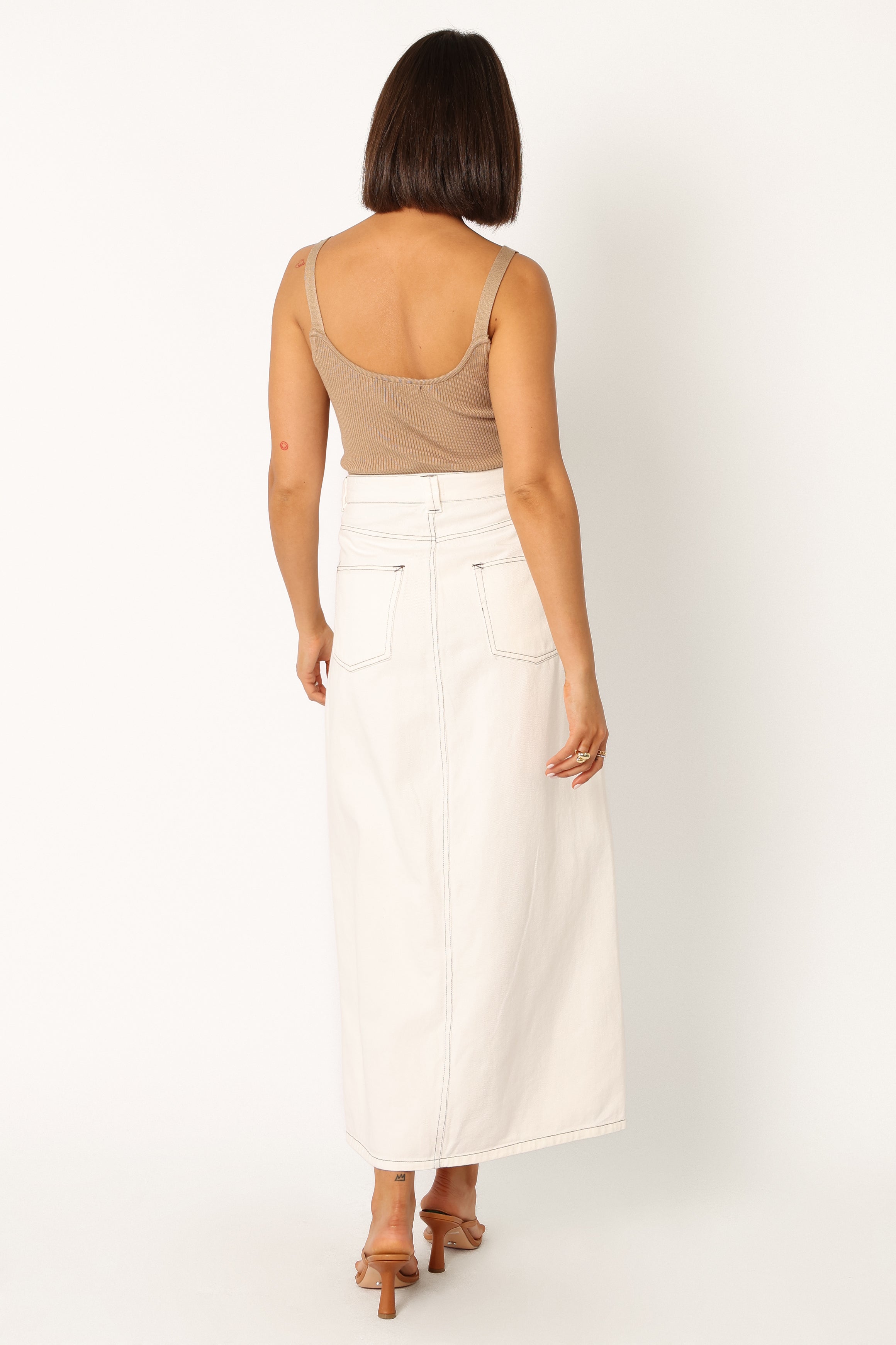 Rana Denim Midi Skirt - White