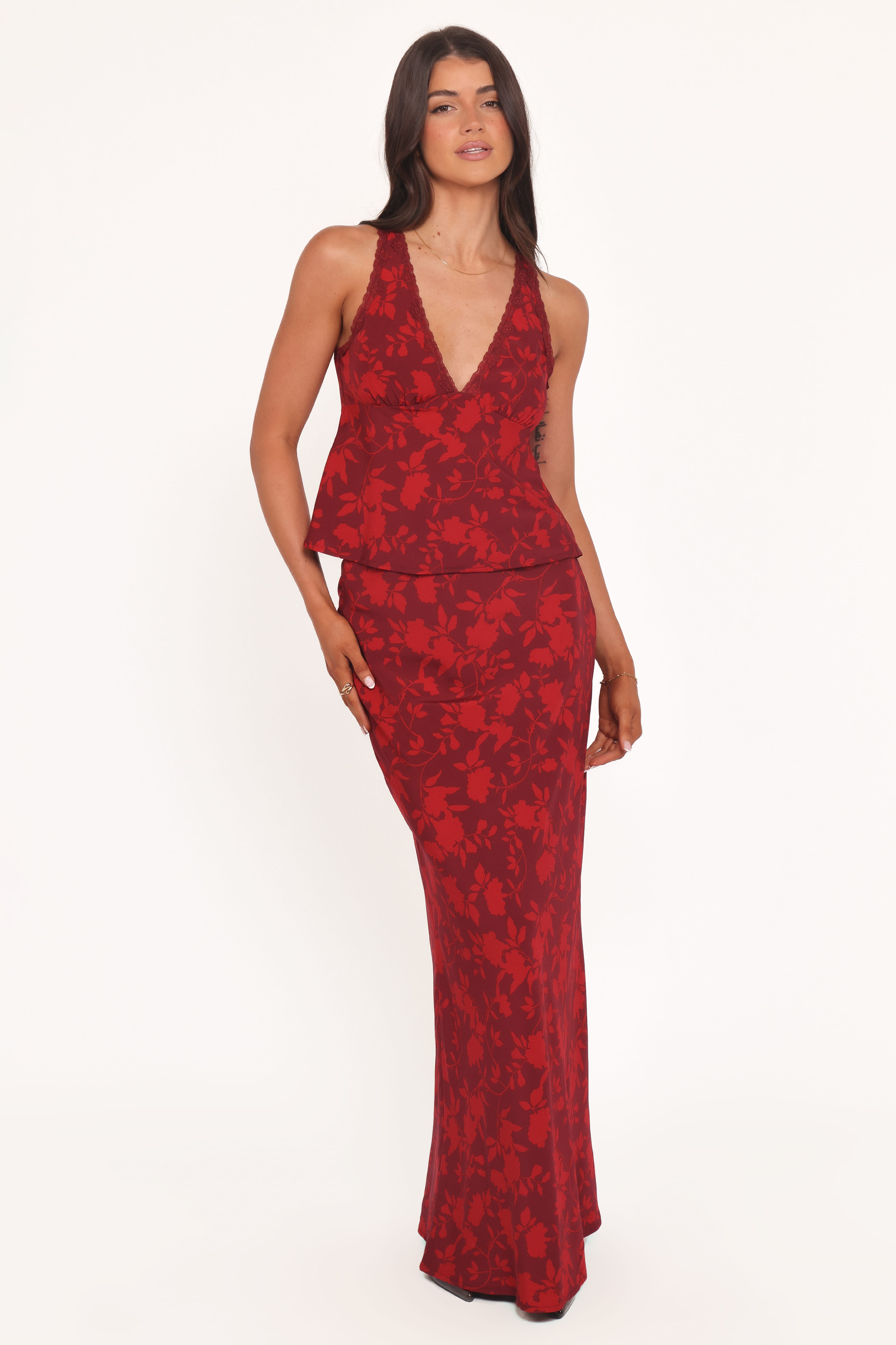 Velman Skirt - Burgundy Floral