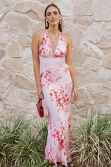 Gwyneth Halterneck Maxi Dress - Pink Floral