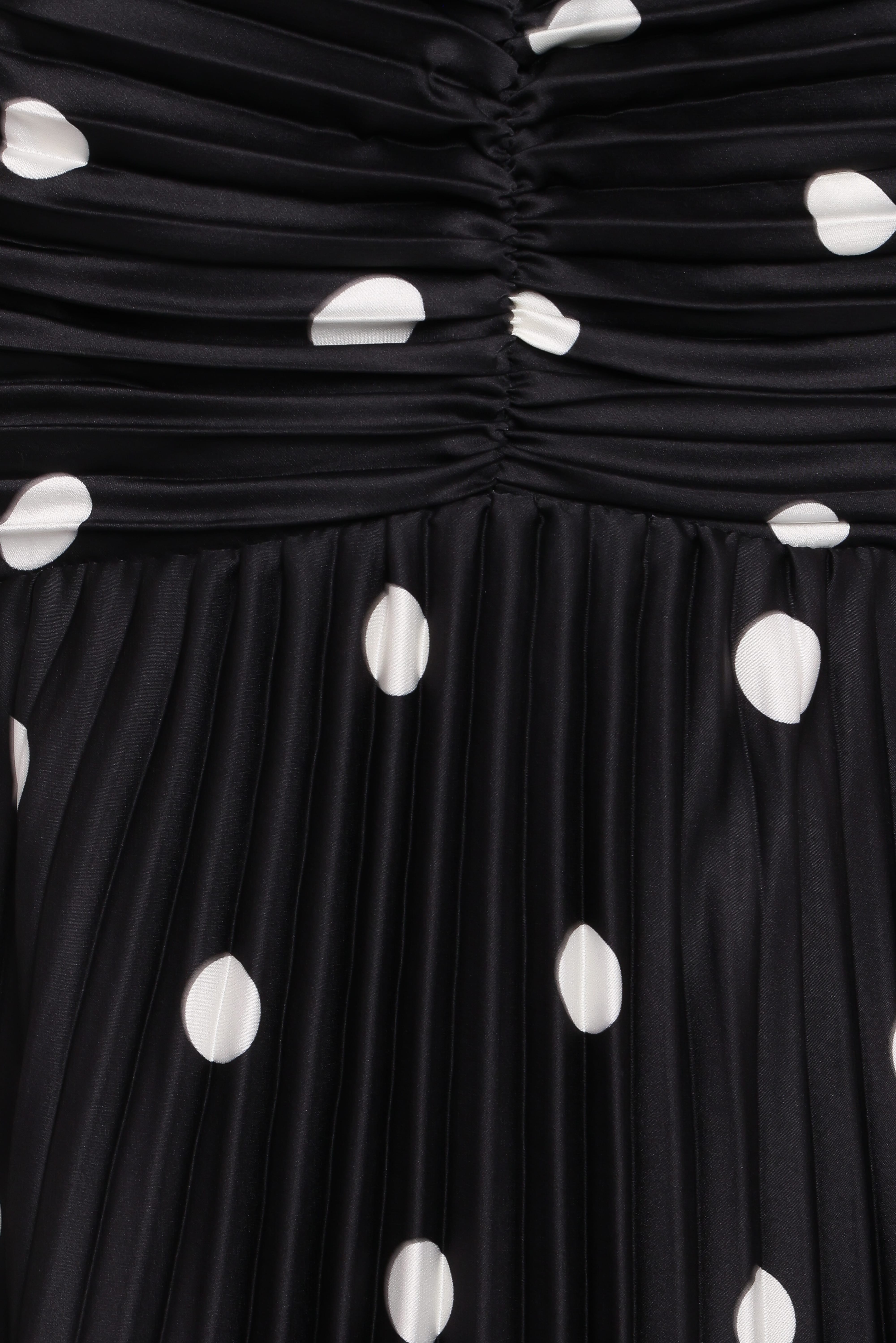 Naira Pleated Maxi Dress - Black Polka Dot