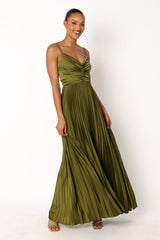 Naira Pleated Maxi Dress - Palm Green
