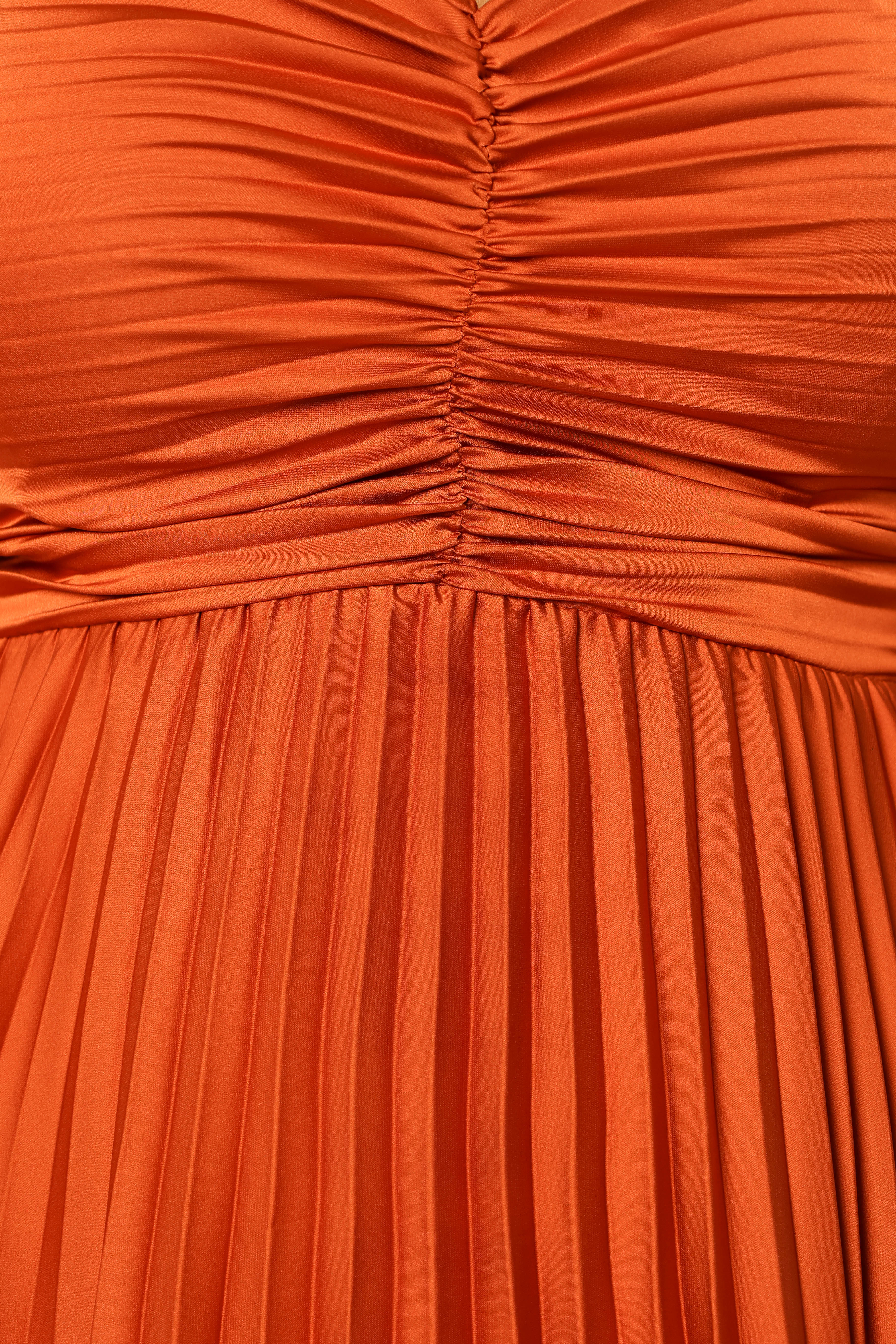 Naira Pleated Maxi Dress - Sunset Orange