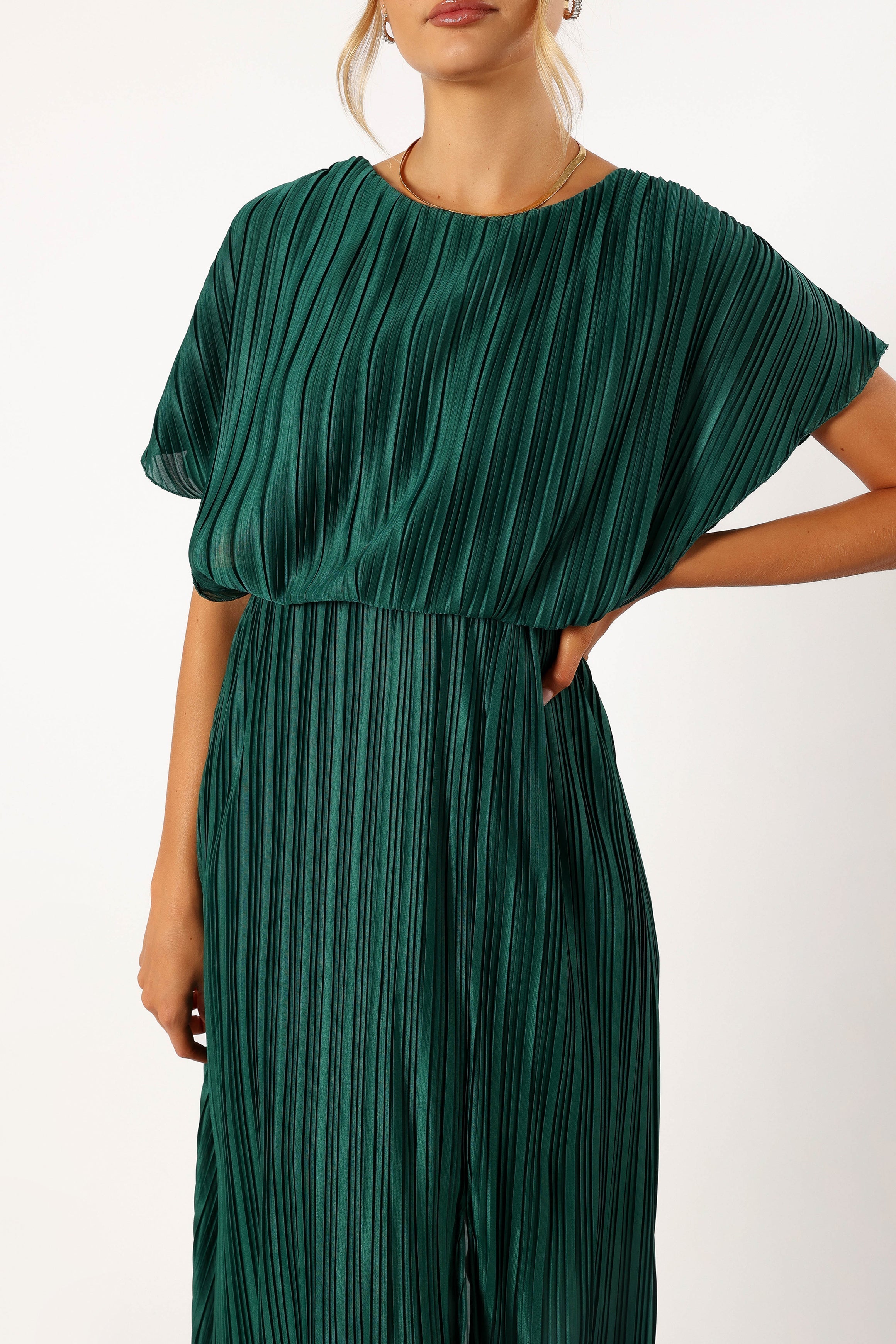 Neville Pleated Maxi Dress - Teal Green