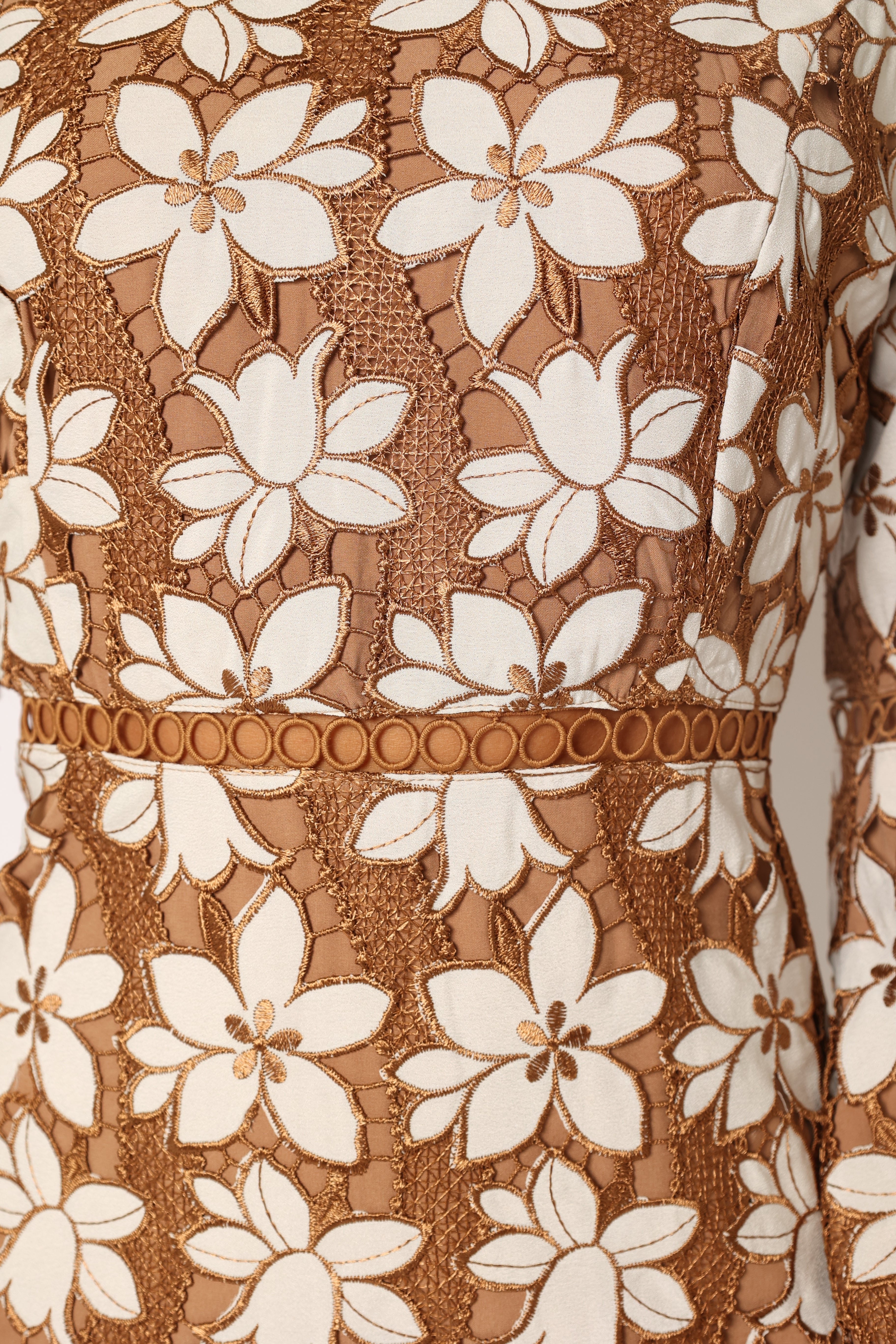 Pierre Long Sleeve Lace Maxi Dress - Mocha