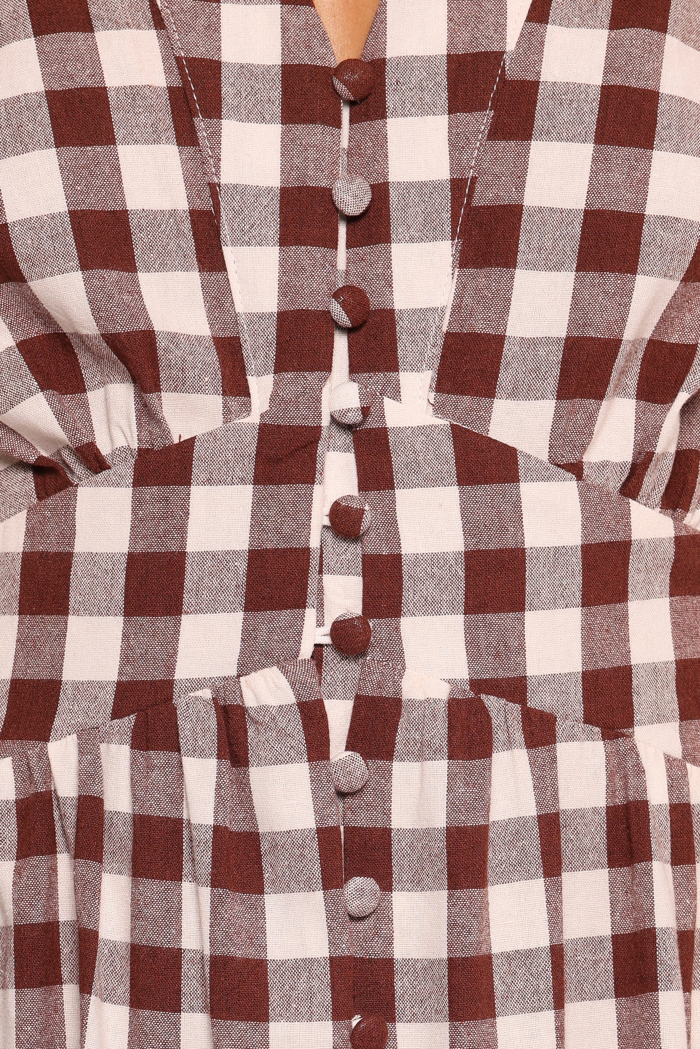 Robinson Maxi Dress - Brown Gingham