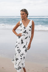 Tulsi Midi Dress - Off White Print