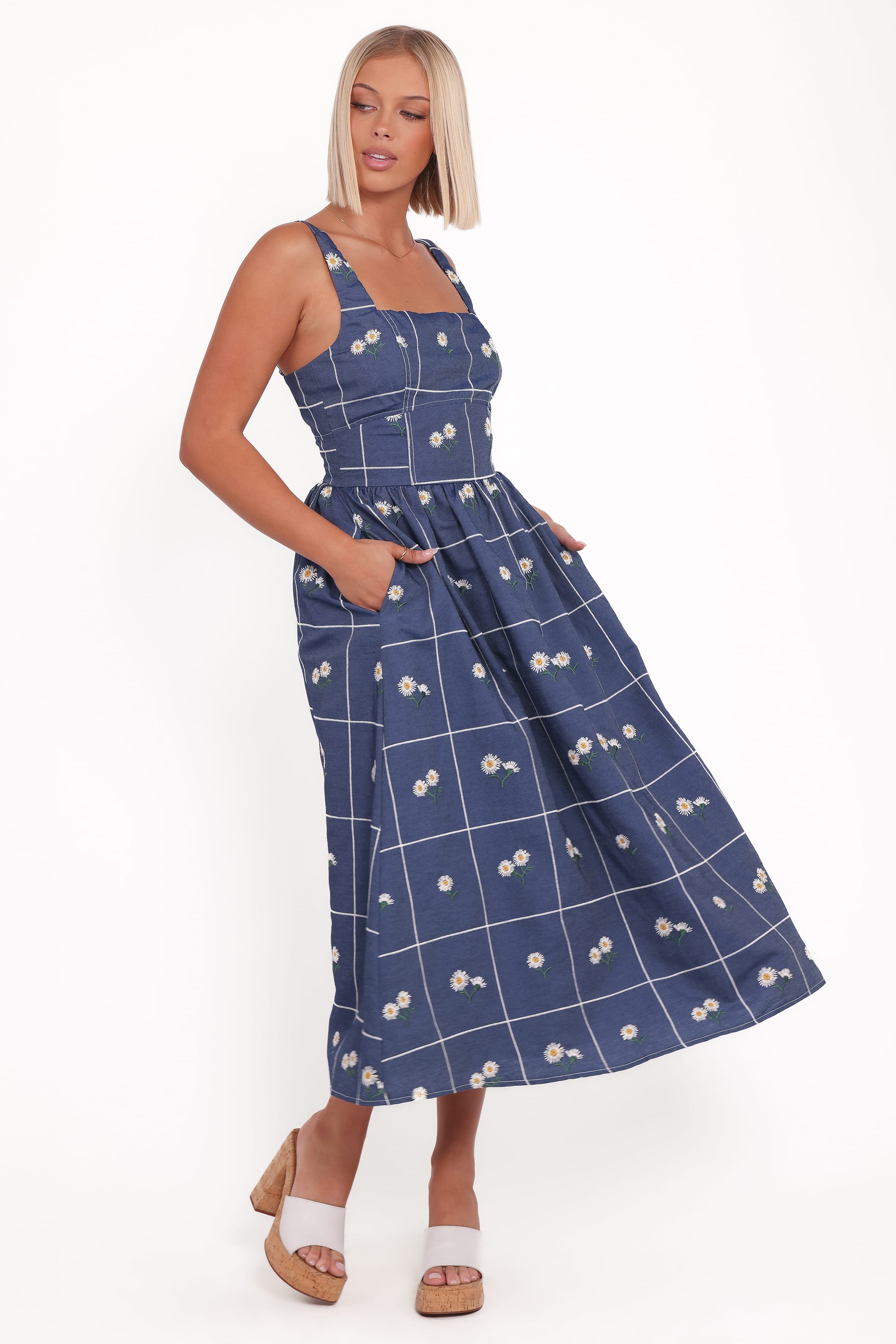 Yolande Midi Dress - Blue Floral