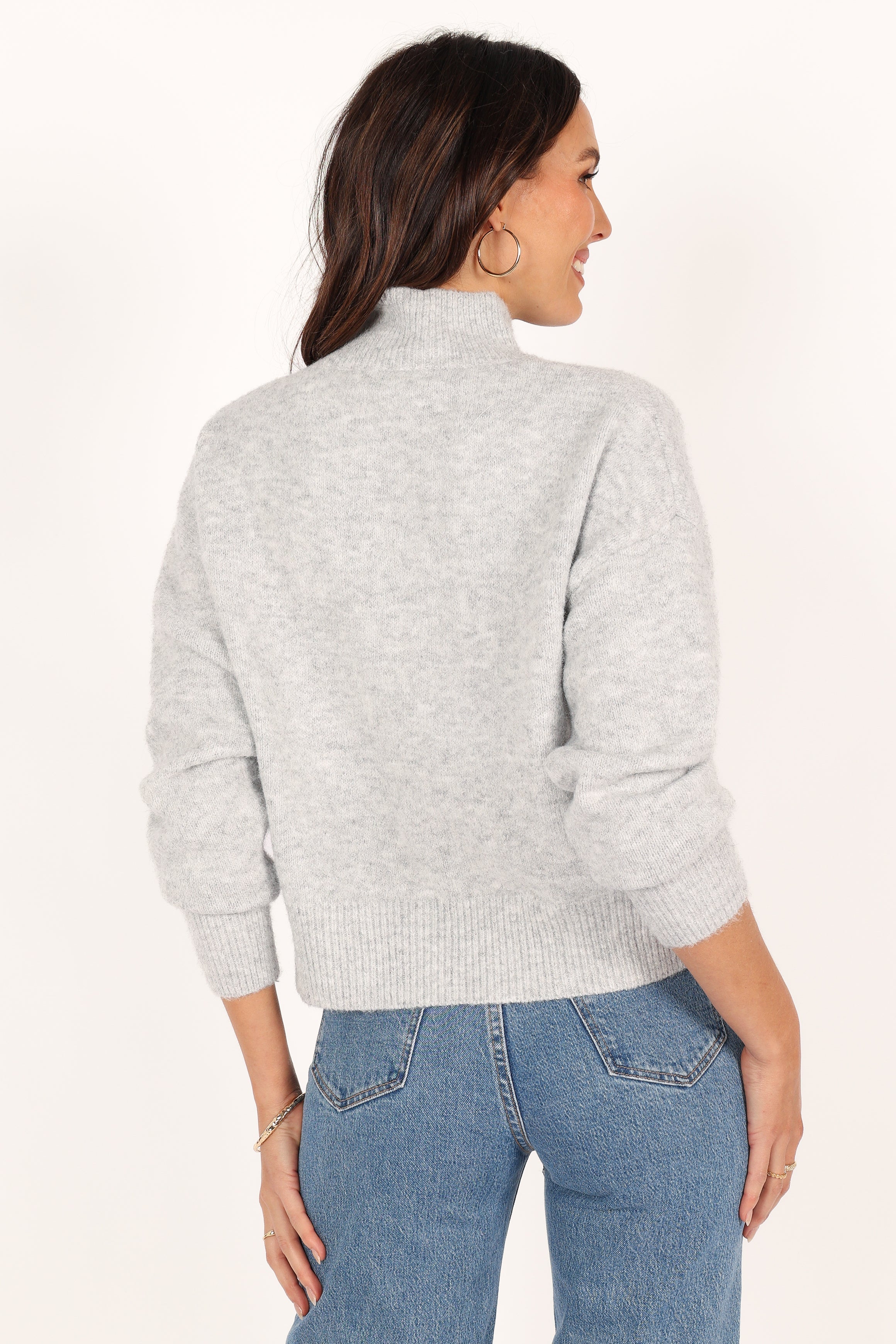 Brianna Mockneck Knit Sweater - Heather Grey