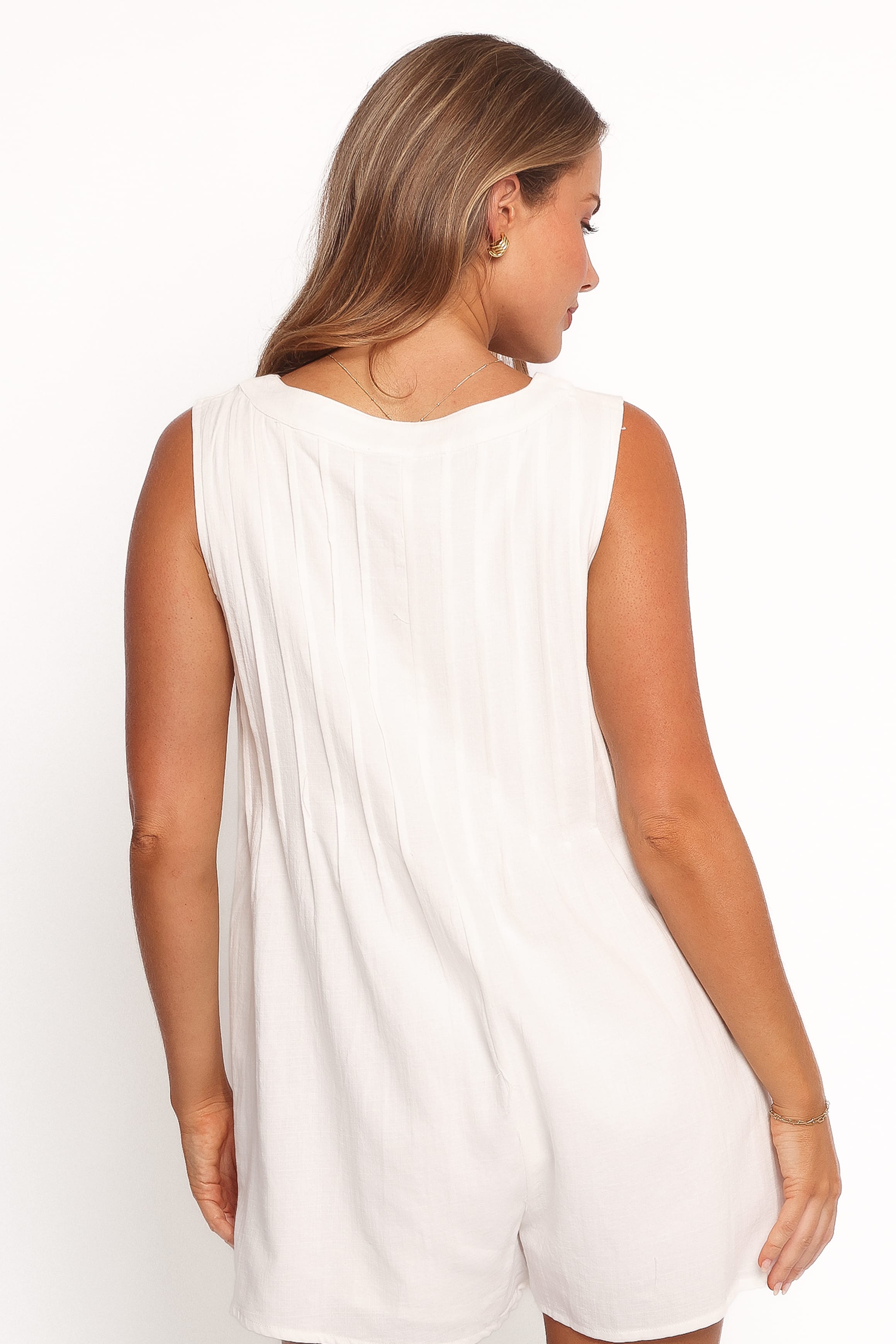 Kallie Tie Front Romper - White