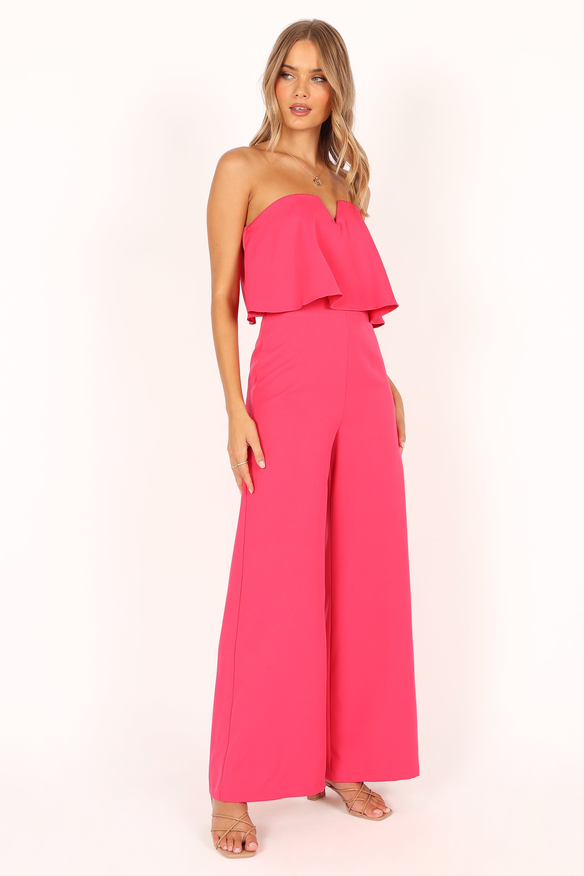 Sonny Strapless Jumpsuit - Hot Pink